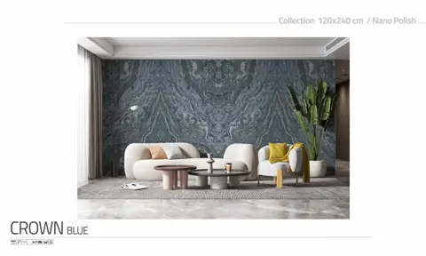 اسلب پرنیان طرح بوک مچ کرون آبی نانو پولیش سایز 240*120