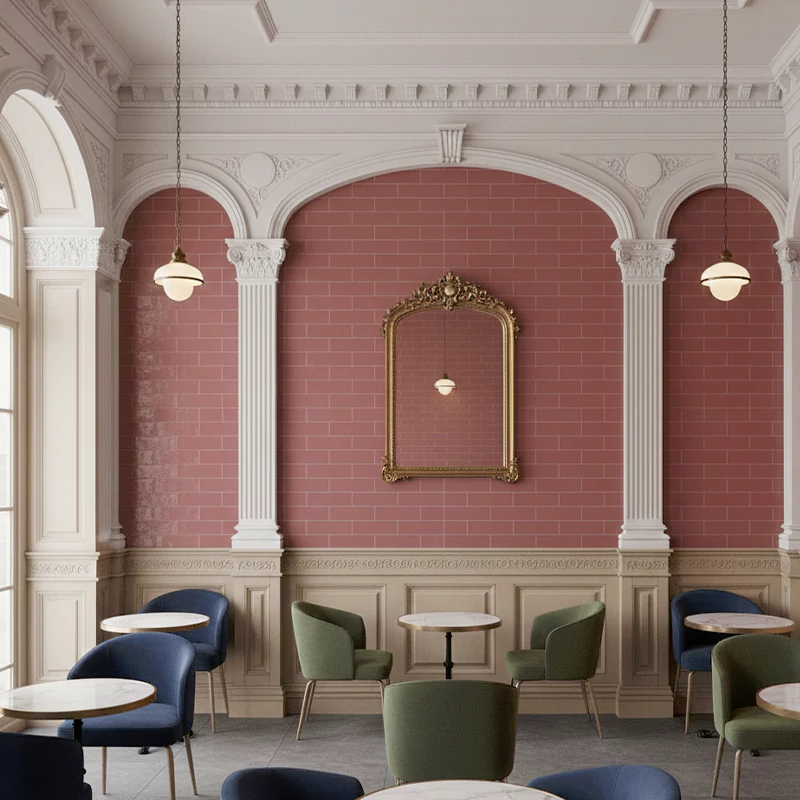 سرامیک ایفا سرام برند میلان طرح بریک مونوکالر صورتی کد 80 کریستال پولیش سایز 30*8