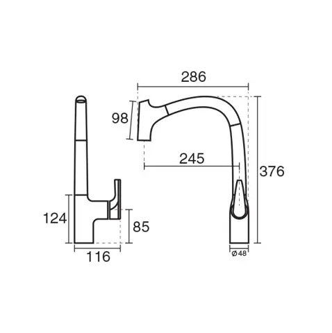 شیر آشپزخانه شاوری KWC مدل کرو