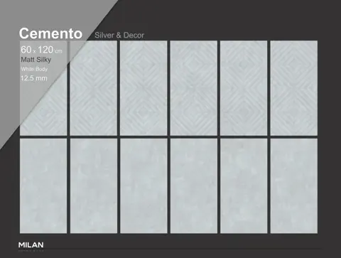 سرامیک ایفا سرام برند میلان طرح سمنتو نقره ای مات سایز 120*60