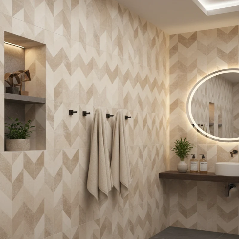 سرامیک سرام نگار طرح فندی کرم دکور زیگزاگی براق سایز 90*30