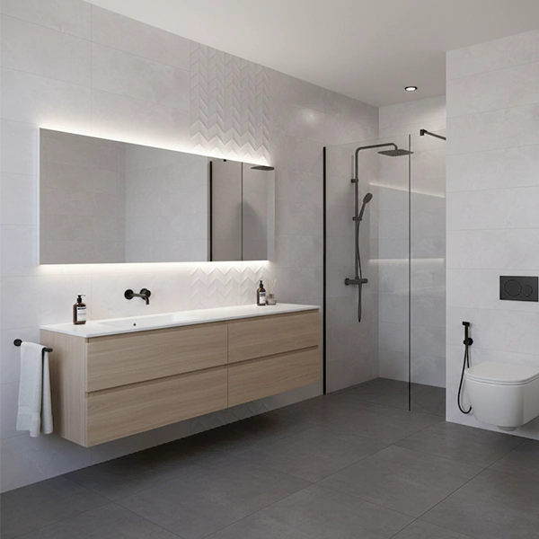 سرامیک سرام نگار طرح دنیز طوسی دکور زیگزاگی مات سایز 90*30