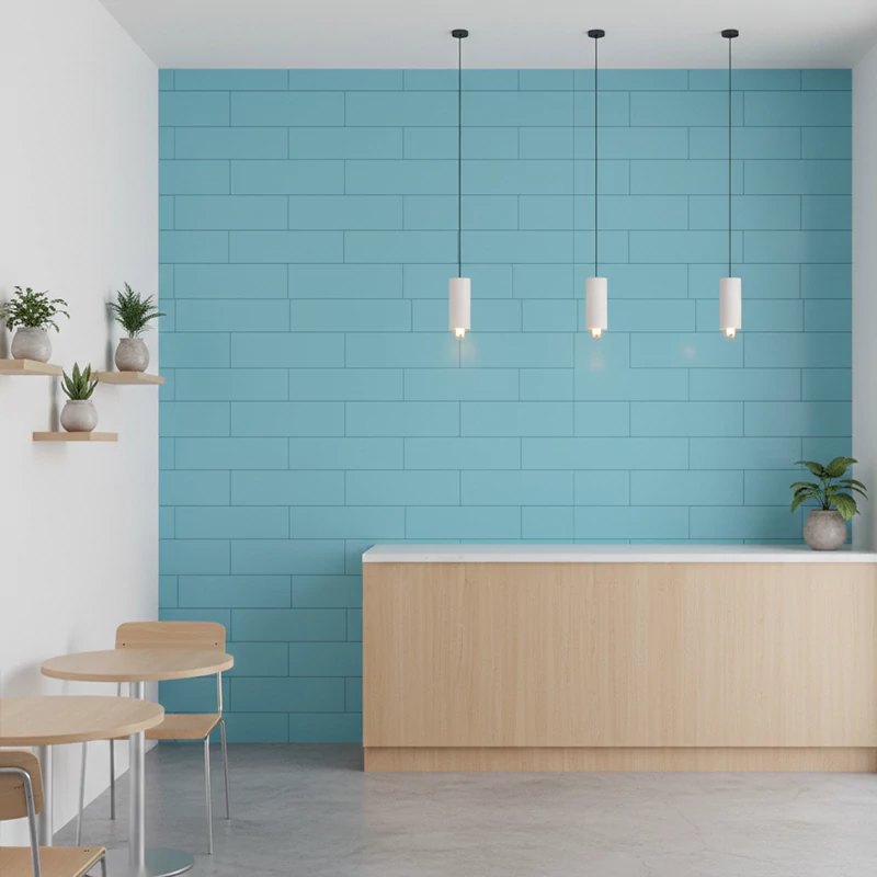 سرامیک ایفا سرام برند میلان طرح بریک مونوکالر فیروزه ای کد 84 کریستال پولیش سایز 30*8