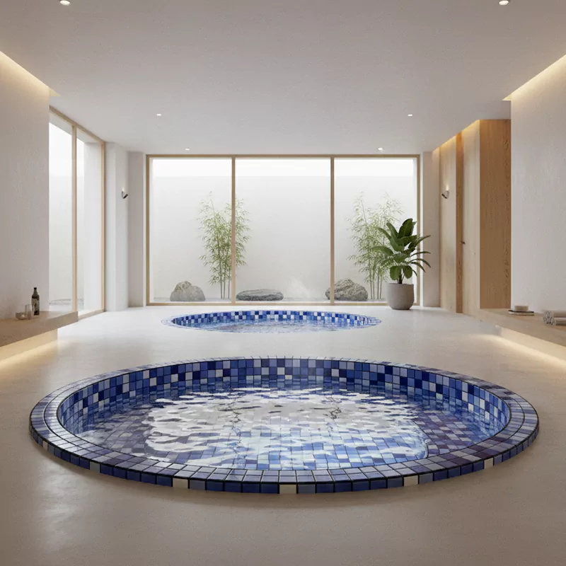 کاشی استخری البرز میکس آبی کد CG URC 71 براق سایز 2/5*2/5