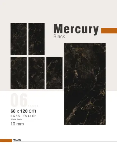 سرامیک ایفا سرام برند میلان طرح مرکوری مشکی نانو پولیش سایز 120*60