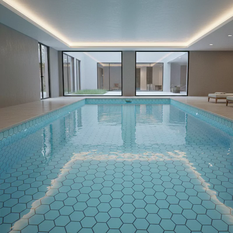 کاشی استخری البرز آبی کد SG Blue 2 براق شش ضلعی