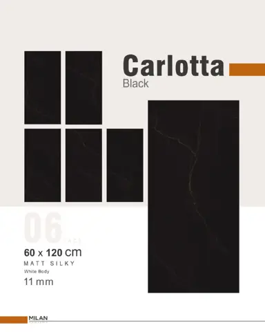 سرامیک ایفا سرام برند میلان طرح کارلوتا مشکی مات سایز 120*60