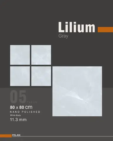 سرامیک ایفا سرام برند میلان طرح لیلیوم طوسی پولیش سایز 80*80