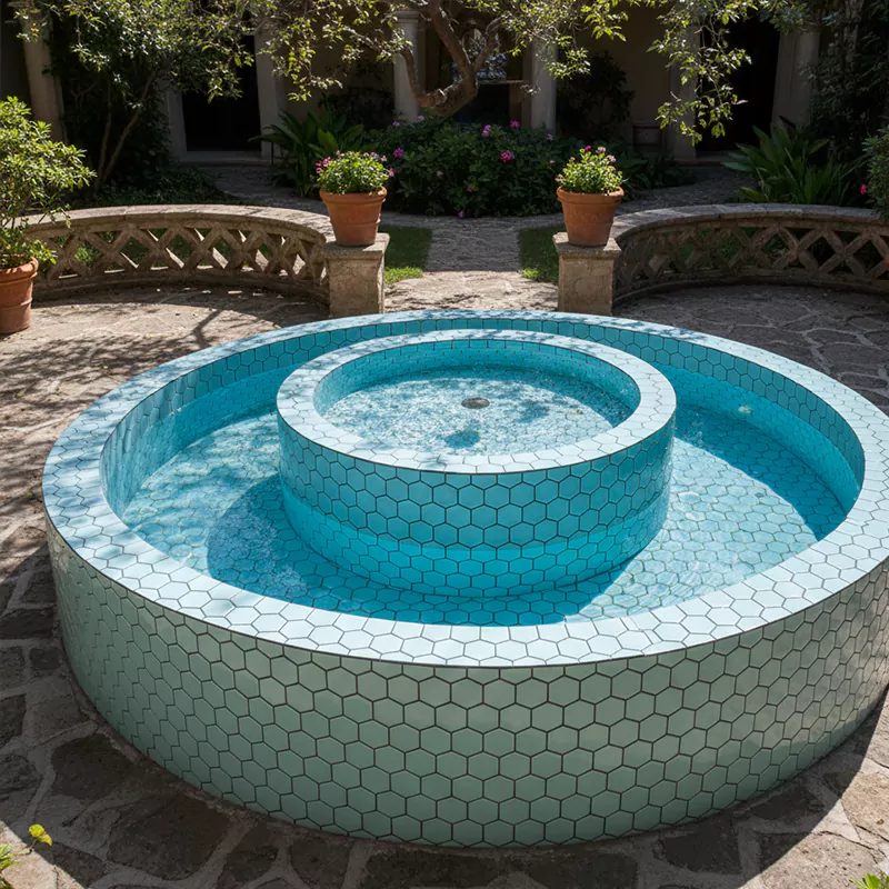 کاشی استخری البرز آبی کد SG Blue 2 براق شش ضلعی