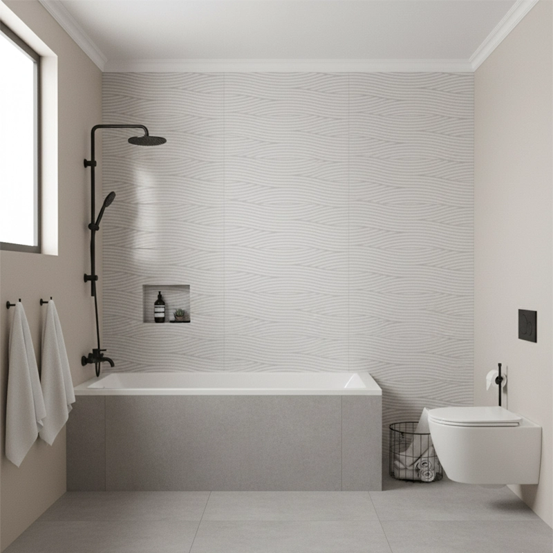 سرامیک سرام نگار طرح کلارا سفید دکور موج براق سایز 90*30