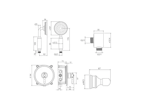 شیر حمام توکار شودر مدل زیگموند تیپ 2 BRASS