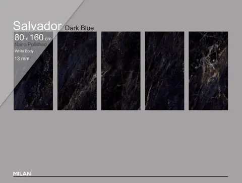 پرسلان ایفا سرام برند میلان طرح سالوادور آبی تیره پولیش سایز 160*80