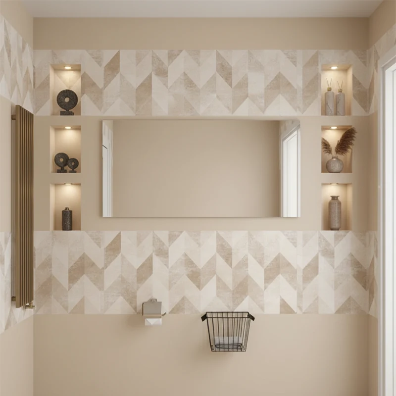 سرامیک سرام نگار طرح فندی کرم دکور زیگزاگی براق سایز 90*30