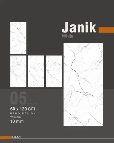سرامیک ایفا سرام برند میلان طرح جانیک سفید نانو پولیش سایز 120*60