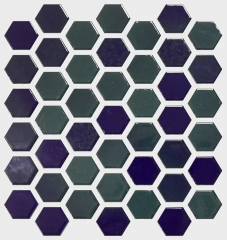 کاشی استخری سرام آرا برند آرژنا طرح کاتانیا سرمهای براق شش ضلعی