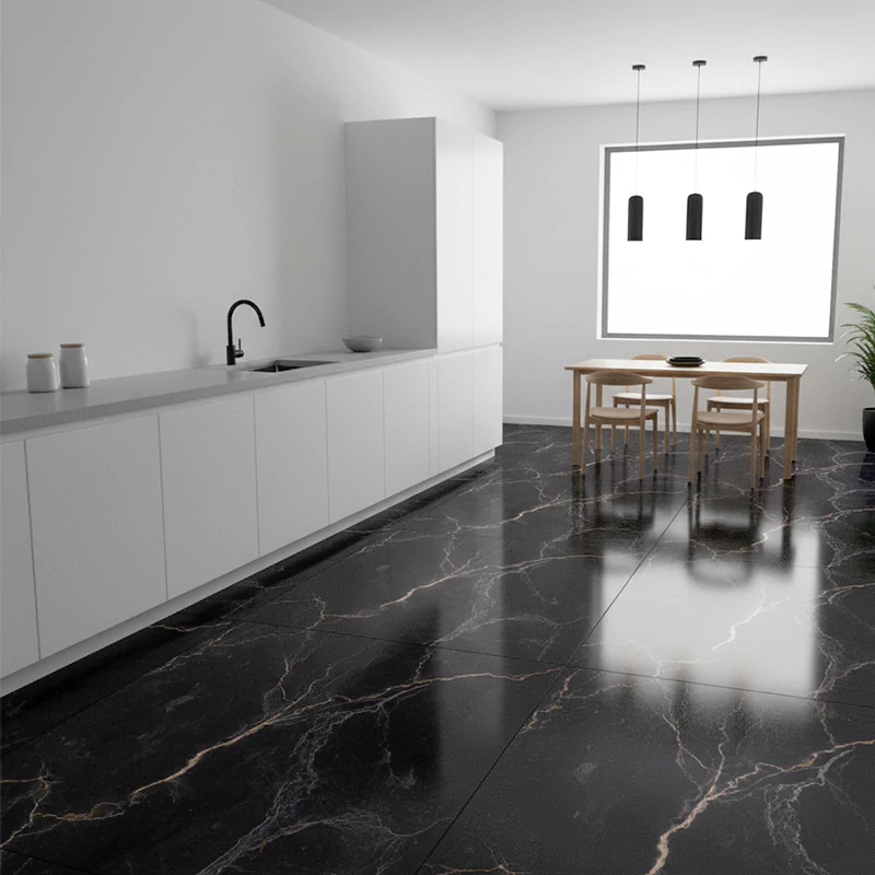 سرامیک ایفا سرام برند میلان طرح تاندر مشکی پولیش سایز 100*100