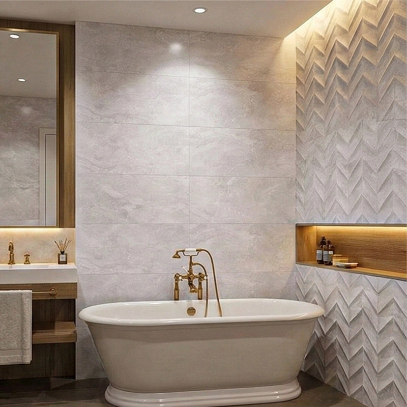 سرامیک سرام نگار طرح دنیز طوسی دکور زیگزاگی مات سایز 90*30