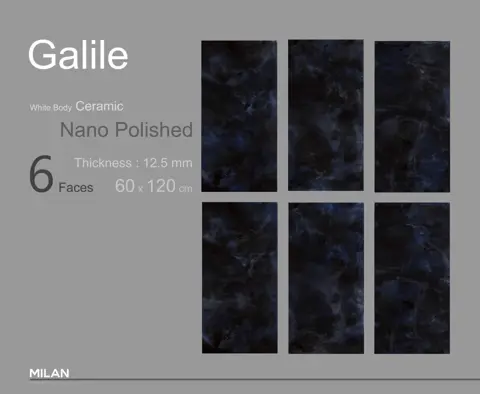 سرامیک ایفا سرام برند میلان طرح گالیله آبی تیره پولیش سایز 120*60