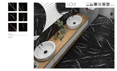 پرسلان صبا طرح لویی مشکی مات سایز 30*30