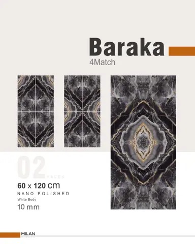 سرامیک ایفا سرام برند میلان طرح فور مچ باراکا مشکی نانو پولیش سایز 120*60