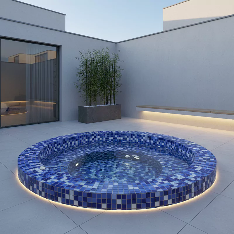 کاشی استخری البرز میکس آبی کد CG URC 71 براق سایز 2/5*2/5