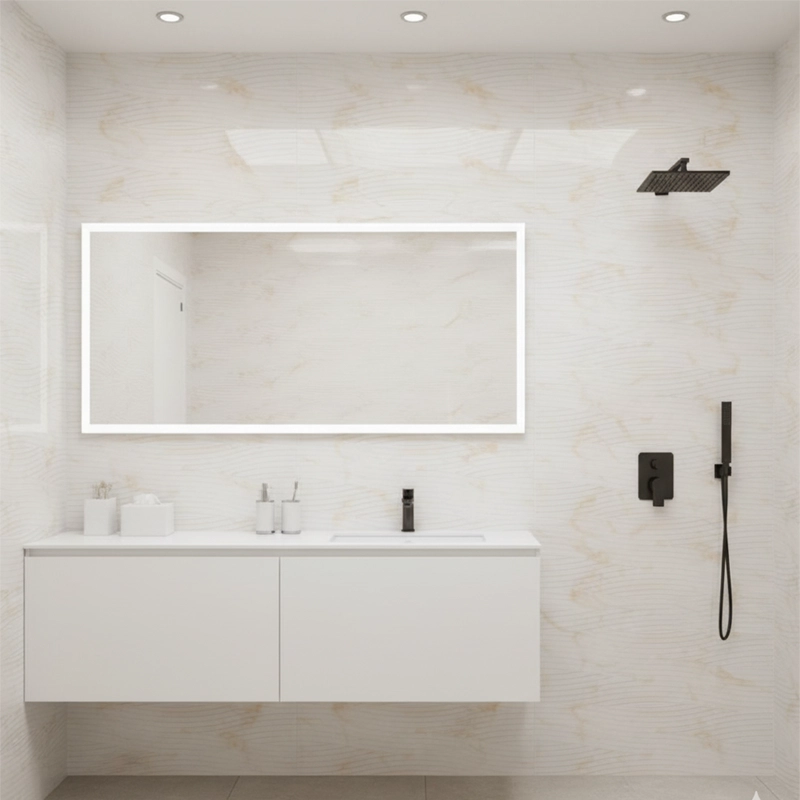 سرامیک سرام نگار طرح کارول کرم دکور موج براق سایز 90*30