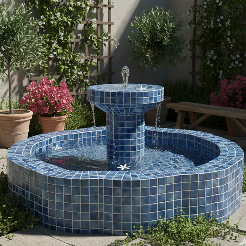 کاشی استخری شیشهای ایلدیز برند میراک طرح لوستر آبرنگی کد 7032 سایز 2/5*2/5