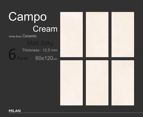 سرامیک ایفا سرام برند میلان طرح کمپو کرم مات سایز 120*60
