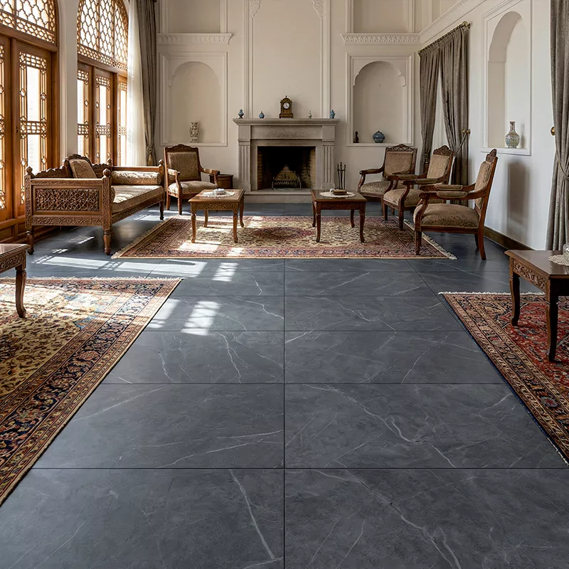 پرسلان صبا طرح تویگا طوسی تیره مات سایز 80*80