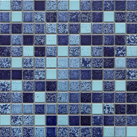 کاشی استخری سرام آرا برند آرژنا طرح پارتیکلز آبی سرمهای براق سایز 2/5*2/5