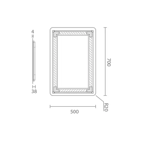 آینه هوشمند لمسی KWC مدل آوا تیپ 4 ابعاد 70*50