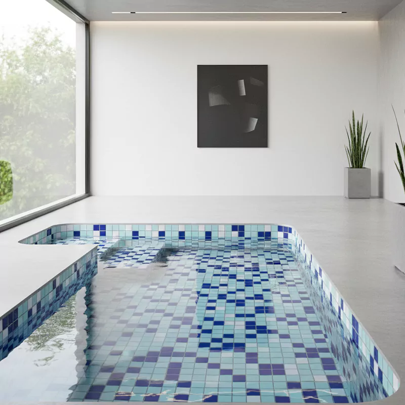 کاشی استخری البرز میکس آبی کد CG URC 17 براق سایز 2/5*2/5