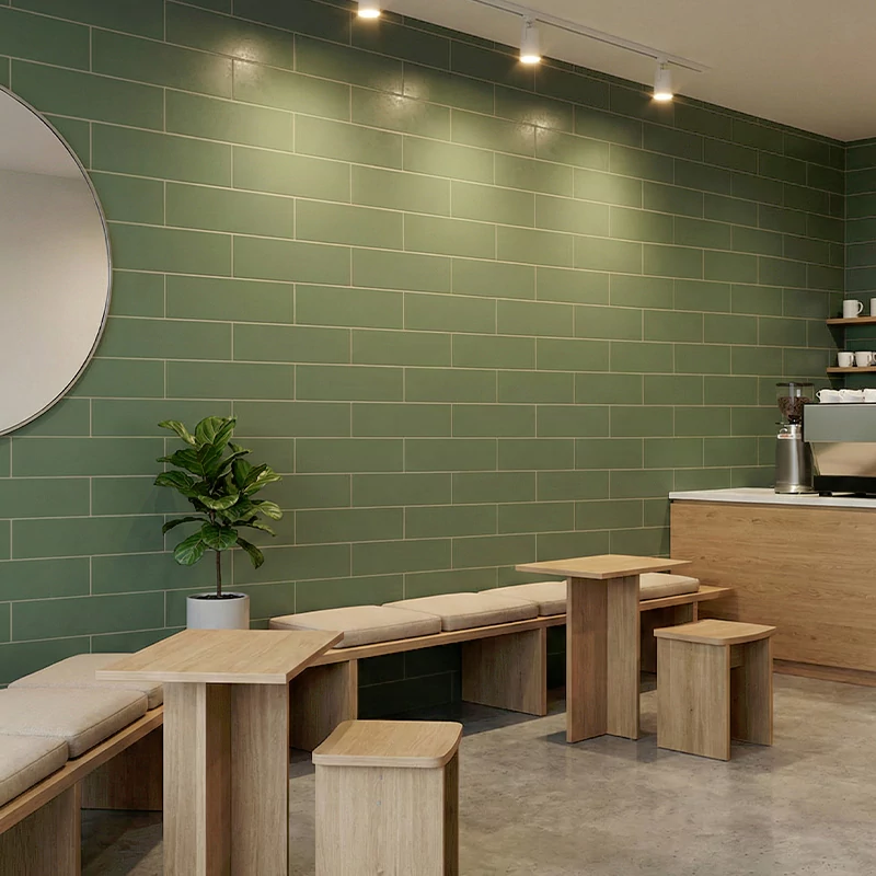 سرامیک ایفا سرام برند میلان طرح بریک مونوکالر سبز کد 86 کریستال پولیش سایز 30*8