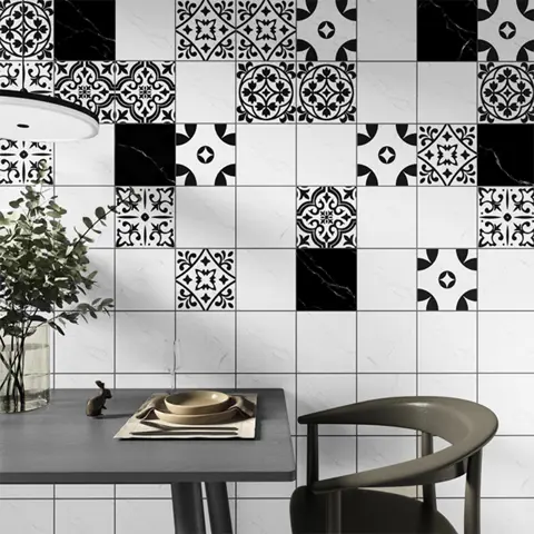 کاشی سرام آرا برند آرژنا طرح نانگا سفید مشکی دکور مات سایز 15*15