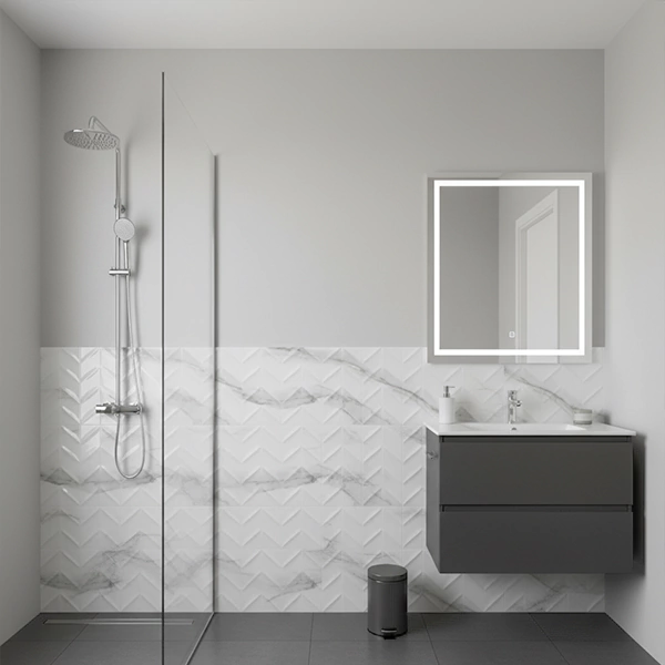 سرامیک سرام نگار طرح کلکته سفید زیگزاگی براق سایز 90*30