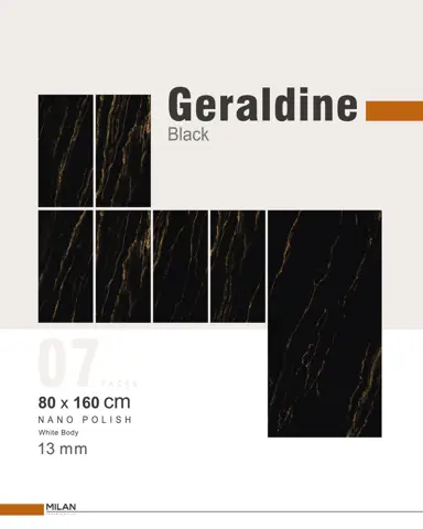 پرسلان ایفا سرام برند میلان طرح گرالداین مشکی نانو پولیش سایز 160*80