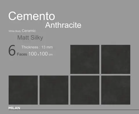 سرامیک ایفا سرام برند میلان طرح سمنتو آنتراسیت مات سایز 100*100