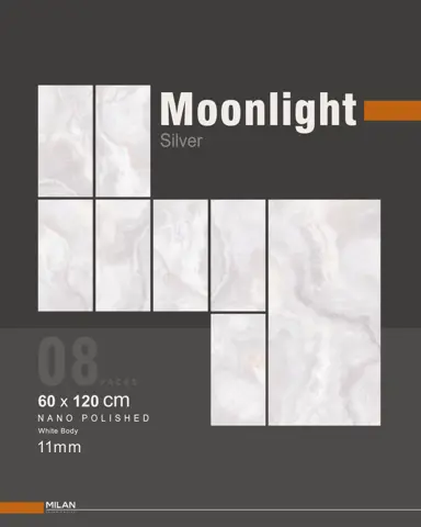 سرامیک ایفا سرام برند میلان طرح مون لایت نقره ای پولیش سایز 120*60