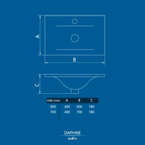 روشویی روکابینتی کرد مدل دافنه 70