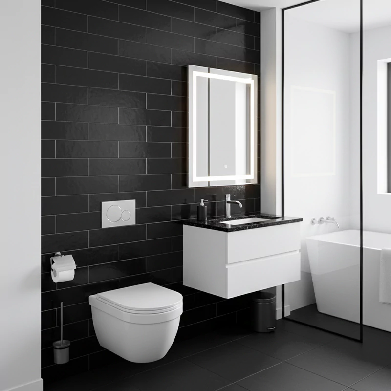 سرامیک ایفا سرام برند میلان طرح بریک مونوکالر مشکی کد 85 کریستال پولیش سایز 30*8