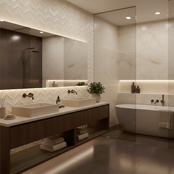 سرامیک سرام نگار طرح دنیز کرم دکور زیگزاگی مات سایز 90*30