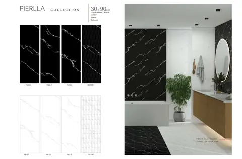 کاشی الوند طرح پیرلا مشکی دکور براق سایز 90*30