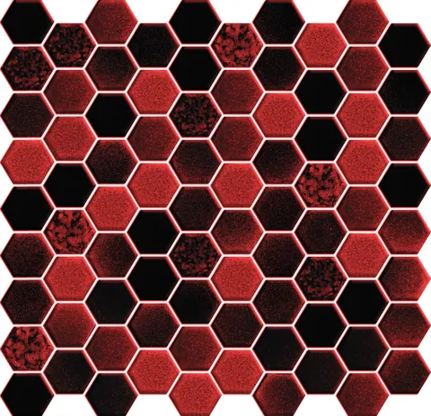 کاشی استخری سرام آرا برند آرژنا طرح بلونیا قرمز براق شش ضلعی