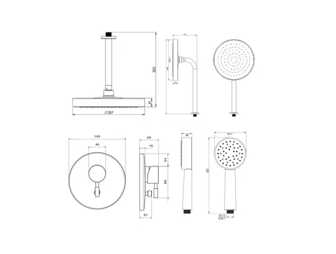 شیر حمام توکار شودر مدل مارینو تیپ 3 ABS