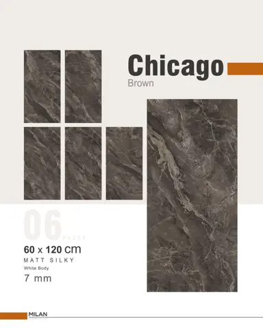 سرامیک ایفا سرام برند میلان طرح شیکاگو قهوه ای مات سایز 120*60