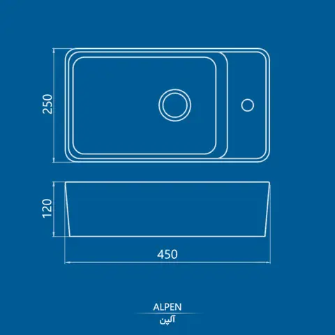 روشویی روکابینتی کرد مدل آلپن