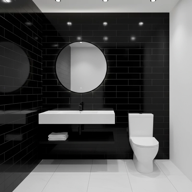 سرامیک ایفا سرام برند میلان طرح بریک مونوکالر مشکی کد 85 کریستال پولیش سایز 30*8