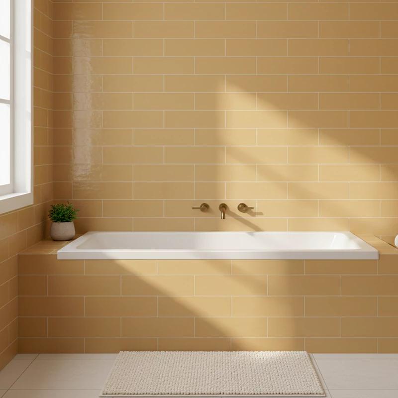 سرامیک ایفا سرام برند میلان طرح بریک مونوکالر کرم تیره کد 96 کریستال پولیش سایز 30*8