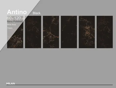 سرامیک ایفا سرام برند میلان طرح آنتینو مشکی پولیش سایز 120*60