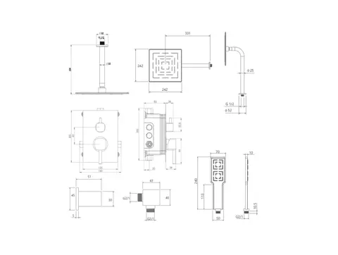 شیر حمام توکار شودر مدل رومر تیپ 3 BRASS